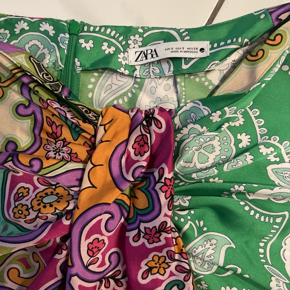 Zara Green and Pink Paisley Dress